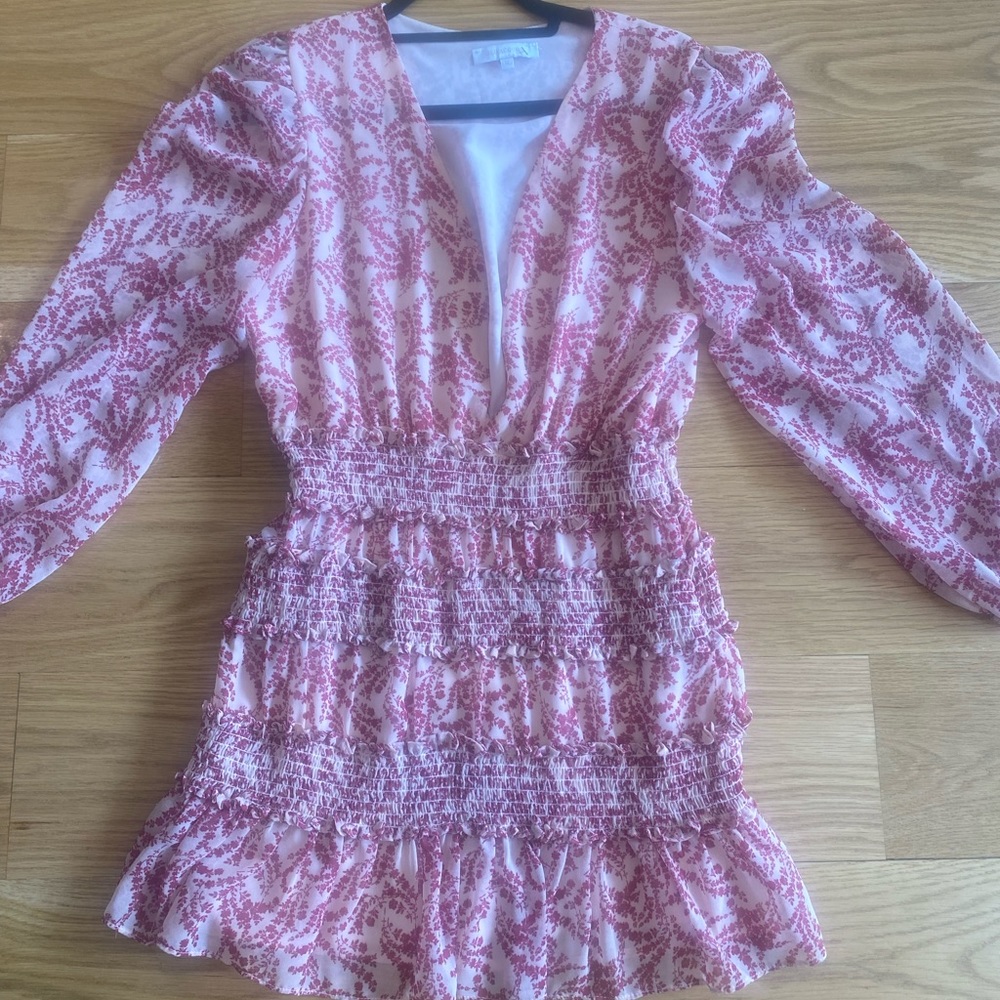 Olivaceous Long Sleeve Floral Mini Dress (M)